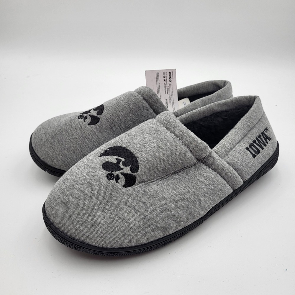 Iowa Hawkeyes Sweatshirt Sherpa Moccasin Slippers FOCO Mens Small 7-8 Women 9-10